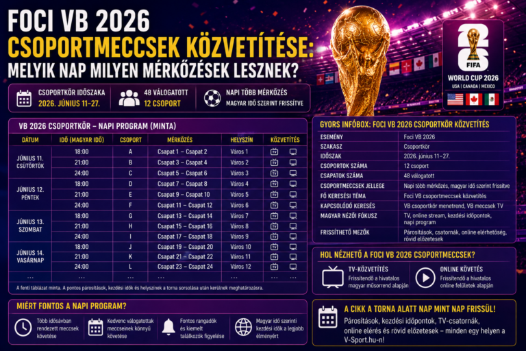Foci VB 2026 csoportmeccsek programja